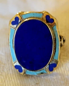Beautiful Estate 14K White Gold Blue Lapis Lazuli Hearts Filigree Ring Size 3.5 - Bild 1 von 7