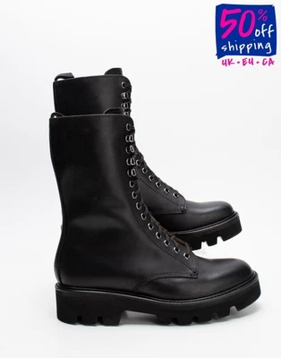 RRP€417 GRENSON Leather Combat Boots US7.5 UK5 EU38 Extralight Lug Sole - Image 1 of 4