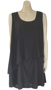 Piper Woman Layered Shift Dress Sz 18 Sleeveless Light Flowy Fabric Lined Black - Picture 1 of 12