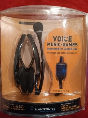 Plantronics Foldable USB Stereo Headset Optimized Laptop Use Audio 470 USB NEW - Image 1 of 4