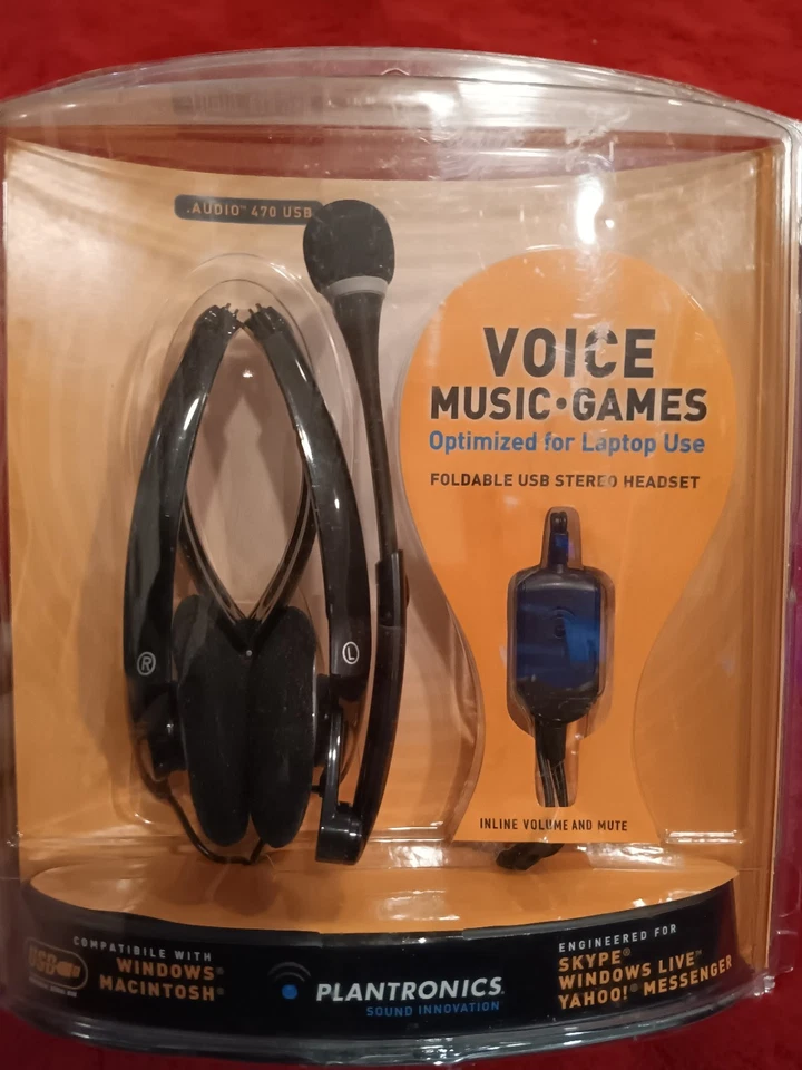 Plantronics Foldable USB Stereo Headset Optimized Laptop Use Audio 470 USB NEW - Image 1 of 4