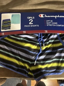 Champion Girls Size Medium 7/8 Athletic Shorts Multicolored Blue Set Of 2 New - Picture 1 of 8