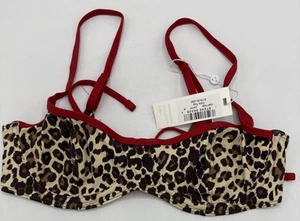 Frankie’s Bikinis Medium Cola Underwire Top Cheetah Print Red Bralette Balconett - Picture 1 of 2