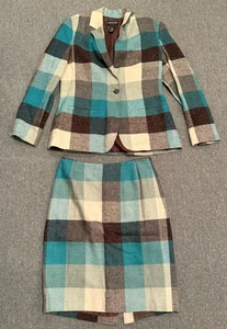 Magaschoni Wolle Jacke & Rock Set Gr. 8 Blazer kariert 2-teilig gesprenkelt Anzug Vintage - Bild 1 von 9