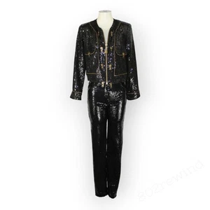 XS/S Vintage Años 80 Jeanette para St Martin Lentejuelas Cremallera Chaqueta y Pantalón Kastenberg - Imagen 1 de 24