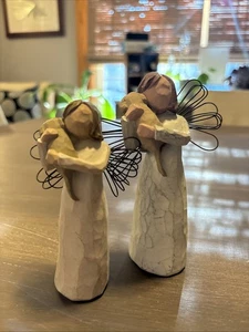 Willow Tree Angel of Friendship Figures w/ Dog Ornaments1999 Susan Lordi Demdaco - Picture 1 of 8