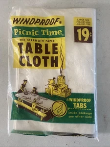 Vintage Windproof Picnic Time Table Cloth New In Package 7 Ft Straubel Paper Co - Picture 1 of 2