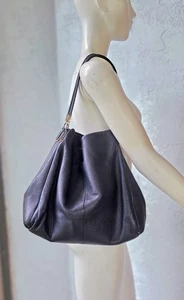 Borsa a tracolla Coach Phoebe blu scuro nera pelle ciottolata borsetta F34495 difetti - Foto 1 di 11