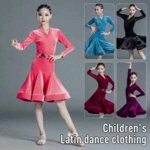 Girls Latin Dance Dress Kid Competition Ballroom Costume Tango Salsa Dancewear - Picture 1 of 29