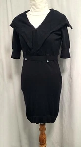 Karen Millen Woollen Blend Black Trenchcoat Midi Quarter Sleeve Dress Size 3 NEW - Picture 1 of 8