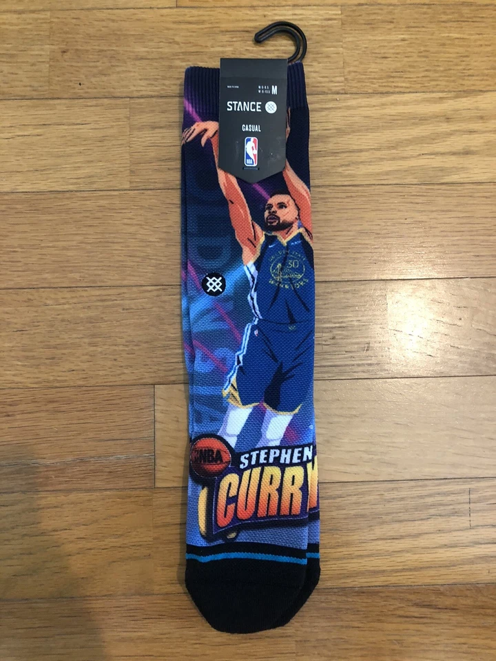 M 6-8.5 Stance Steph Curry Golden State Warriors Fast Break Crew Socks Men's