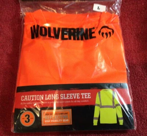 NWT Men’s Wolverine Orange Reflective Long Sleeve T Shirt Large - Picture 1 of 4