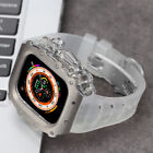 For Apple Watch Ultra 2 49mm 9 8 7 44MM Crystal Titanium Alloy Case Rubber Strap