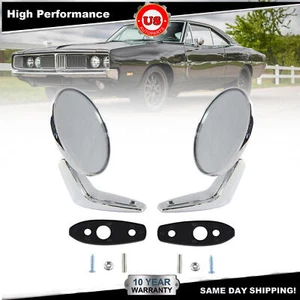 2PCS Door Mirrors Outside Exterior Rearview Chrome For 1966-1975 Dodge Plymouth - Picture 1 of 7