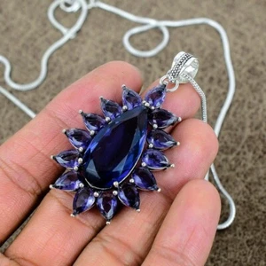 Purple Amethyst Gemstone Necklace 925 Sterling Silver Handmade Jewelry S-17-18" - Picture 1 of 9
