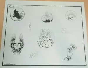 Vintage 1982 RARE Spaulding & Rogers Tattoo Flash Sheet K34 Sunrise Rose Castle - Picture 1 of 1