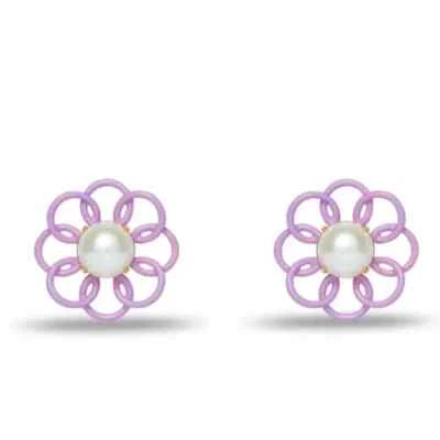 Lele Sadoughi Marigold Button Lilac Earrings. Retail $125 - Image 1 of 4