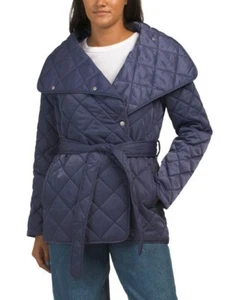 NWT Rebecca Minkoff Diamond Quilted Wrap Belted Jacket Convertible Collar M - Picture 1 of 10