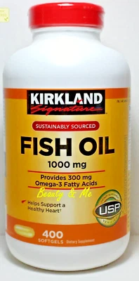 Aceite de pescado Kirkland Signature 1000 mg 400 cápsulas blandas Foto 1 de 3