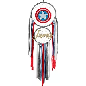 Persnalized Superhero Dreamcatcher Red Blue Grey and White for Baby' Nursery - Picture 1 of 4
