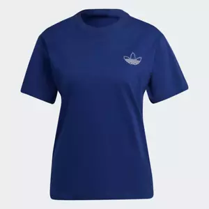 adidas Originals Womens Trefoil Graphic Logo T-Shirt - Blue / 8 - Picture 1 of 1