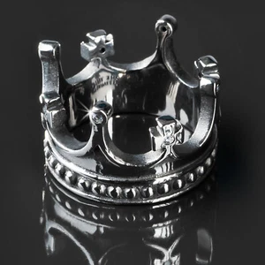 Edelstahl Ring Krone Zirkonia Rockabilly Gothic  Kristall Fingerring silber RS23 - Bild 1 von 1