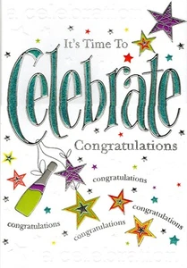 'IT'S TIME TO CELEBRATE, CONGRATULATIONS' GREETINGS CARD AND ENVELOPE 9"x 6" - Picture 1 of 3