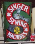 XXX RARE ANTIQUE USA SINGER SEWING MACHINE LADY DRESS DBL. FLANGE PORCELAIN SIGN