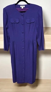 Depeche Mode women’s size 8 vintage 1980s dress button front midi true navy blue - Picture 1 of 3