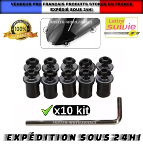 x10 Vis Kit de Fixation Bulle Moto Carénage Ecrou Yamaha Kawasaki Suzuki Honda+ - Foto 1 di 8