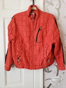 Vintage Jamie Sadock Orange Quilted Zip Jacket Bomber Sz S Womens Golf Tennis - Picture 1 of 11