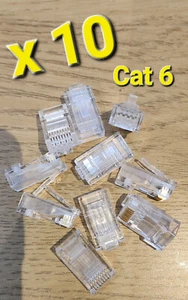 10 x Connettori RJ45 Rete Cat6 Cavo Fine Crimpatura Spina Modulare ORO Pin cat5e - Foto 1 di 1