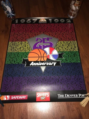 NBA Denver Nuggets 25th Anniversary 18x23 Poster 1967-1992 Safeway Miller Promo Cover