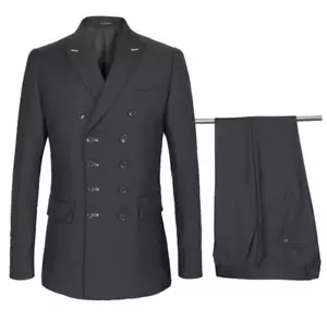 Blazer Para Hombre 2 PIEZAS Abrigo Pantalones Disfraces Boda Doble Pecho Formal Vestido Trajes - Imagen 1 de 14