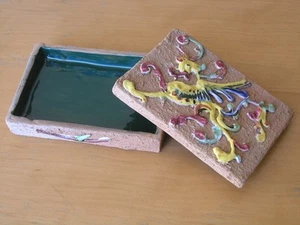Gran Caja de Cerámica de Mayólica Italia Gárgola Mítico León Marcado CEM - Imagen 1 de 11