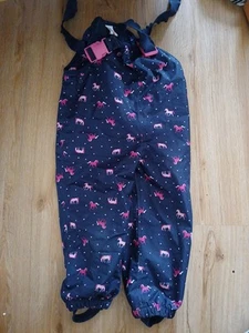 Leicht Gefütterte Matschhose Mädchen Topolino Größe 98 Blau Mit Rosa Pferden - Bild 1 von 5