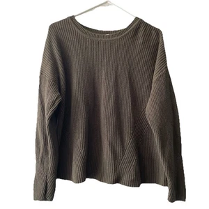Lucky Brand Knit Sweater Women’s Size Large Olive Green Sweater Back Tie - Picture 1 of 5