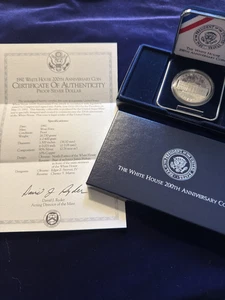 1992-W White House 200th Anniversary Coin Proof Silver Dollar w/ OGP & COA - Picture 1 of 8