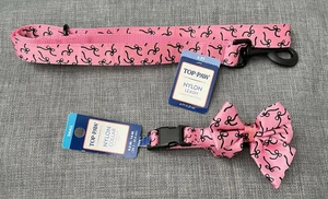 Top Paw rosa Schleifen verstellbar Hundehalsband kleiner D-Ring Mode mit 4' Leine - Bild 1 von 3