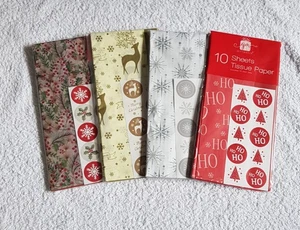 10 Sheets Christmas Tissue Paper + Seal Tabs: 4 Different Designs Available - Picture 1 of 5