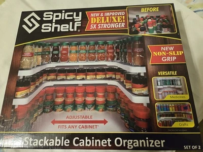 Nuevo Juego de 2 estantes organizadores de gabinete apilables picantes Foto 1 de 4