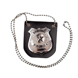 POLICE BADGE Police Officer Policeman Cop ID on neck chain Adult Fancy Dress - Picture 1 of 5