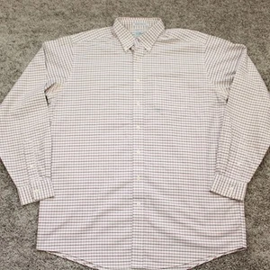 LL Bean Hemd Herren 17-37 weiß kariert Button Down knitterarm elegant Freizeit - Bild 1 von 7