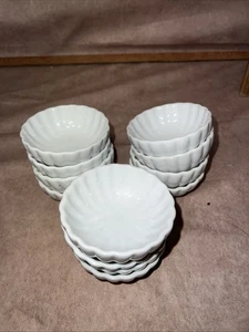 Pier 1 Imports White Porcelain Scalloped Sauce Dipping Bowls 3” Set of 12 - Picture 1 of 2