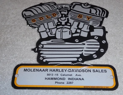 ¡Letrero de aceite de gasolina de metal de porcelana de venta de motocicletas Harley Davidson 1941 de colección! Foto 1 de 4