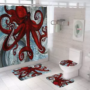 Alfombra antideslizante para cortina de ducha pulpo alfombra de baño cubierta de asiento de inodoro - Imagen 1 de 20