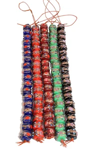 5 Strands Lamp Work Glass Beads, 10mm Square Wedding Cake Beads Mix color. - Picture 1 of 1