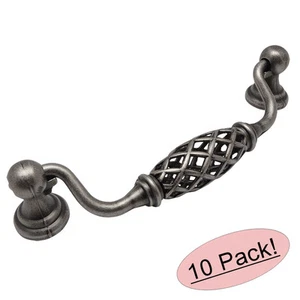 *10 Pack* Cosmas Cabinet Hardware Weathered Nickel Birdcage Pulls #1749-128WN - Picture 1 of 1