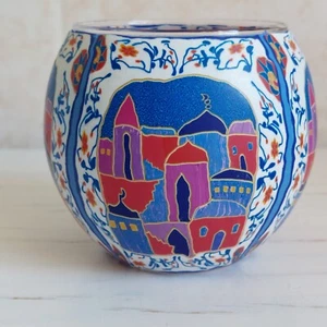 Kerzenfarm Glow Glass Kerzen Studio Germany Candle Tealight Holder Cityscape 9cm - Picture 1 of 9