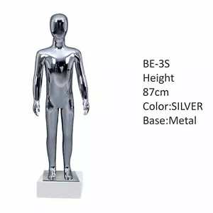 87CM SILBER GLANZ Kinder Eierkopf Schaufensterpuppe Ganzkörper Kid Display Dummy - Bild 1 von 1